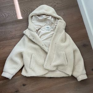 ZARA teddy bear fleece cream jacket